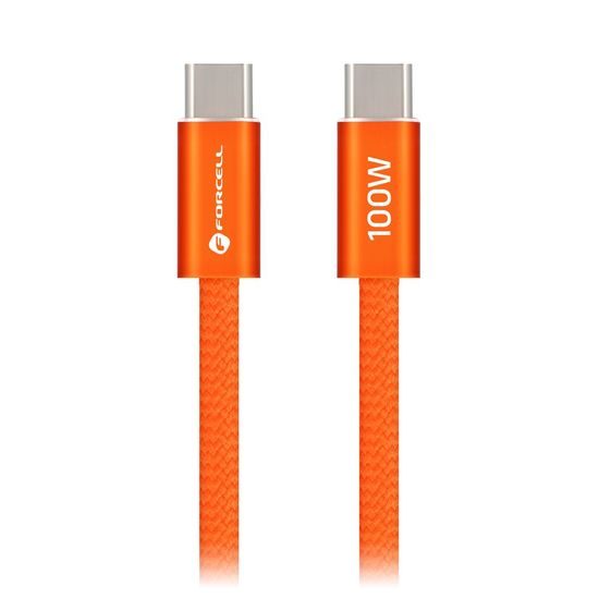 Cablu Forcell F-Energy USB-C - USB-C, QC4.0, PD, 5A, 100W, 1,2 m, portocaliu