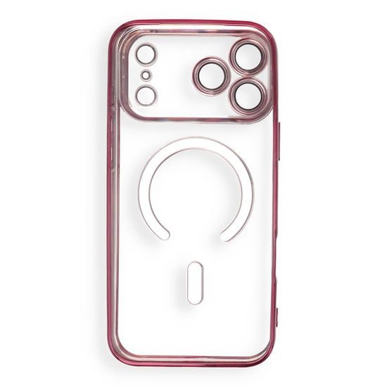 iPhone 17 Pro / 18 Pro dėklas – Electro Mag Cover su MagSafe – vyno raudona
