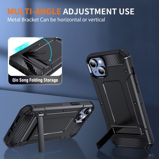 Techsuit Hybrid Armor Kickstand, iPhone 14, crni