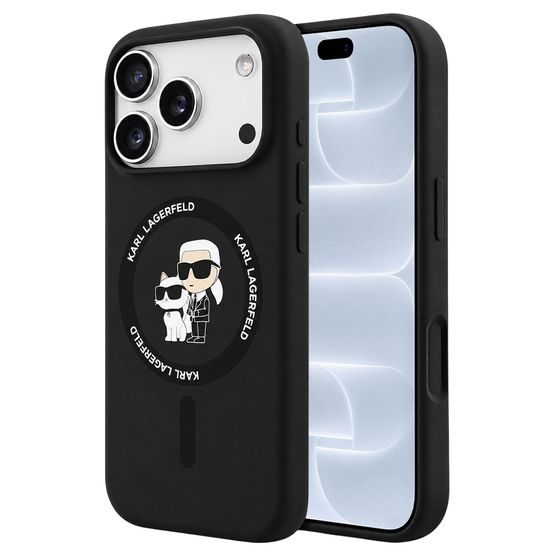 Karl Lagerfeld Siliconen Hoesje KC Body Ring - MagSafe geschikt - voor iPhone 17 Pro / 18 Pro - Zwart