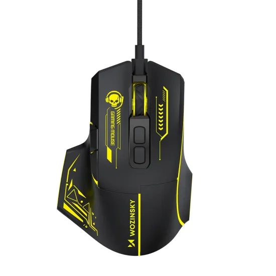 Wozinsky WMGK-1181W Kabelgebundene Optische Gaming Maus für Rechtshänder - 7200 DPI - 7 Tasten - Schwarz / Gelb
