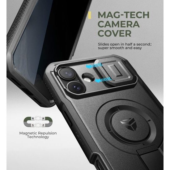 Dexnor Privacy MagSafe Kickstand Camprotector maska iPhone 16 Plus, crna