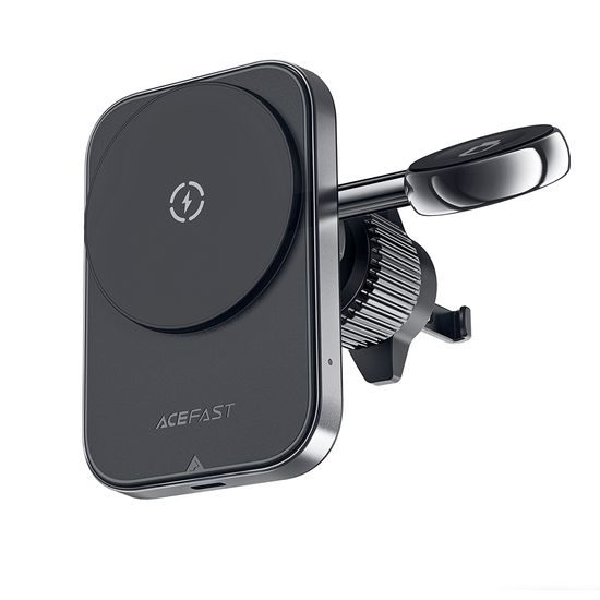 Acefast D18 Draadloze Autolader met Magnetische Houder - voor iPhone & Apple Watch - Zwart