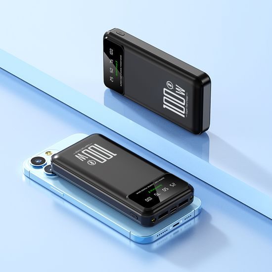 Powerbank 20000mAh mit 100W Super Charge, QC3.0, LED-Licht - Schwarz