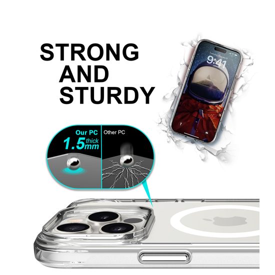 JP MagFit MagSafe Θήκη με Πιστοποίηση 3M SGS, iPhone 16 Pro, Διάφανη