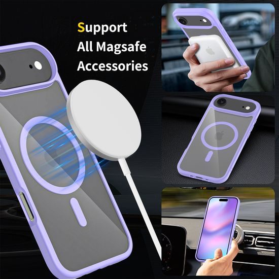 JP MagFit Clear MagSafe θήκη με μαγνήτη N52, iPhone Air, μωβ
