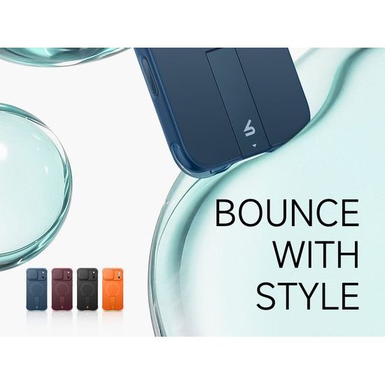 Husă Suritch AirBounce Bumper MagSafe cu Suport și Protecție Cameră, iPhone 17 Pro Max / 18 Pro Max, albastru deschis