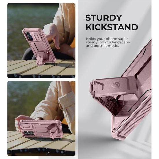 Dexnor 360 Kickstand Camprotector obal Samsung Galaxy A16, ružový