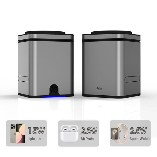 MagCube Pro Qi2 Έξυπνος Αναδιπλούμενος 3σε1 Ασύρματος Φορτιστής με MagSafe με Φόρτιση 15W, Γκρι