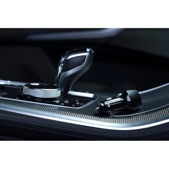 Forcell Carbon Προσαρμογέας Αυτοκινήτου 2x USB QC 3.0 18W, CC50-2A36W, μαύρος