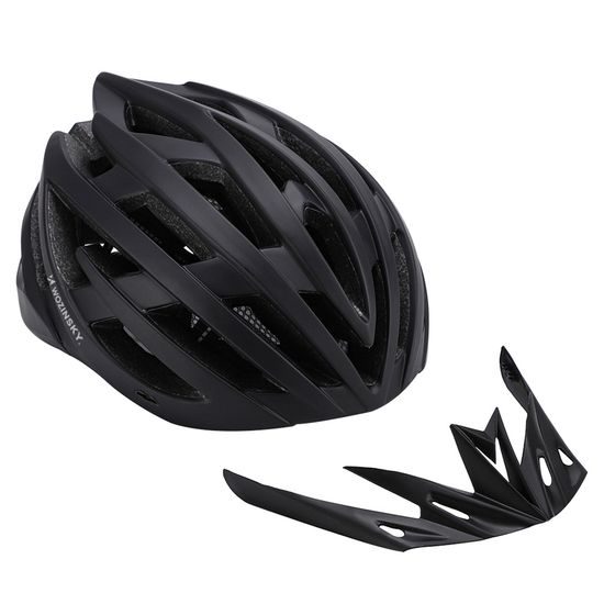 Casco ciclismo MTB Wozinsky con visiera rimovibile e luce LED USB posteriore L, nero