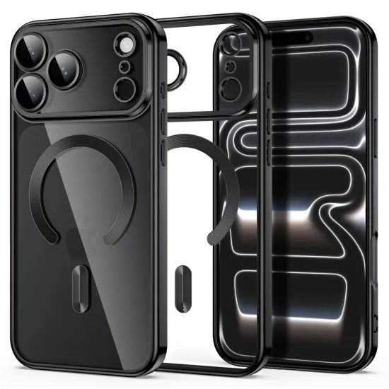 iPhone 17 Pro / 18 Pro dėklas – Tech-Protect MagFlex MagSafe – blizgus juoda