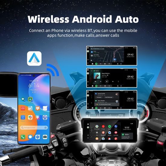 Motocyklowy wyświetlacz IPS 8,1" z bezprzewodowym Apple CarPlay i Android Auto