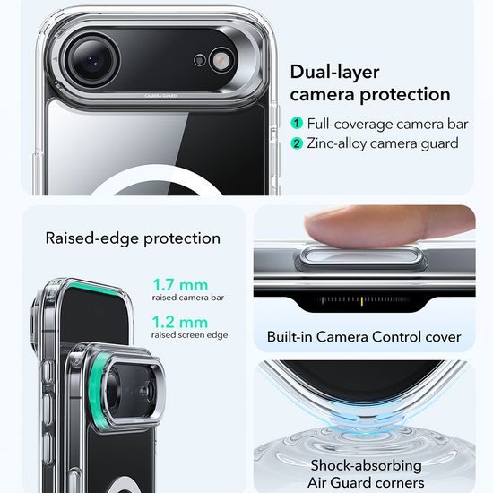 Cover ESR Classic Hybrid HaloLock Kickstand, iPhone Air, trasparente