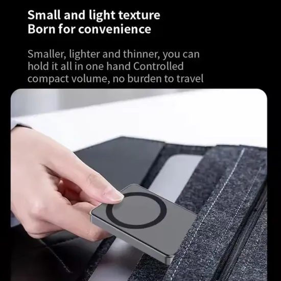Αλουμινένικό Υπερλεπτό Mini Magsafe Ασύρματο Power Bank, 10000mAh, 22,5W, Μαύρο