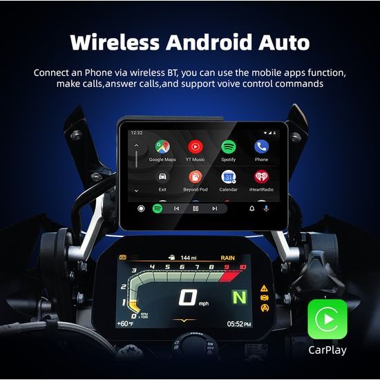 6" Trådløst display til BMW motorcykler, Apple CarPlay / Android Auto