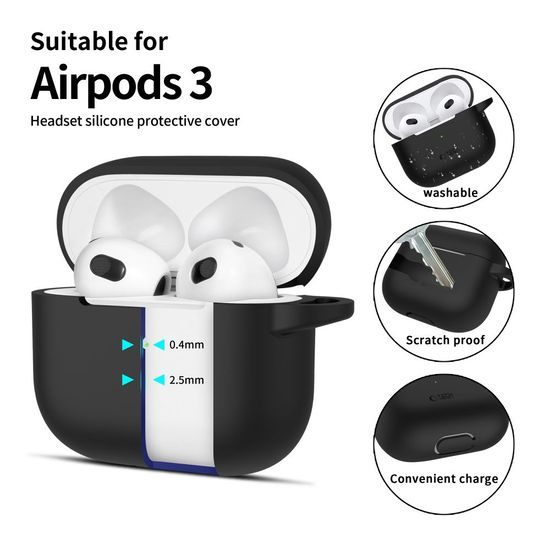 Tech-Protect Θήκη Σιλικόνης, Apple AirPods 3, μαύρη