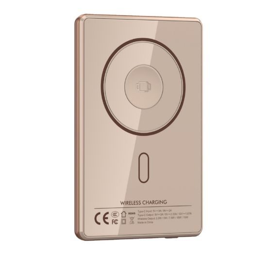 UltraThin MagSafe 15W Ασύρματο Power Bank 5000 mAh με φόρτιση Apple Watch και περιστρεφόμενη βάση 360°, χρυσό