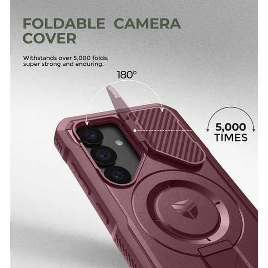 Dexnor MagSafe 360 Στήριγμα Προστατευτική Θήκη Samsung Galaxy S25, Βουργουνδί