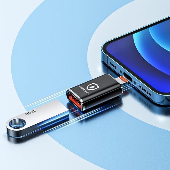 Techsuit Premium OTG προσαρμογέας HyperPort (A6) USB - Lightning, μαύρο-πορτοκαλί