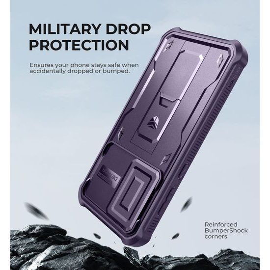 Dexnor 360 Kickstand Camprotector Schutzhülle für Samsung Galaxy A56 - Stoßfeste Handyhülle mit Kameraschütz und Ständer - Lila