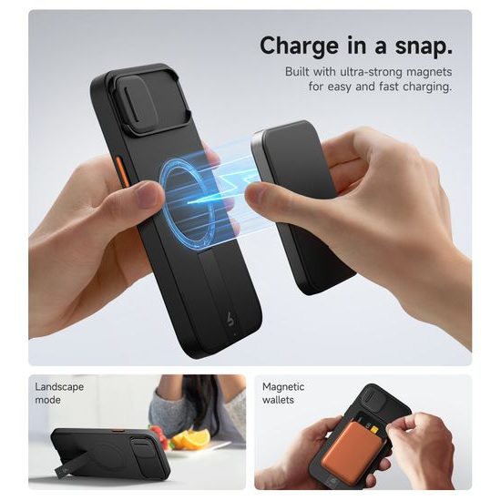 Suritch MagSafe Kickstand Camprotector θήκη iPhone 14 Plus / 15 Plus, μαύρη