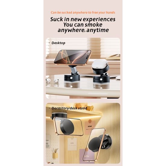 Μαγνητική βάση κινητού 360° με βεντούζα για αυτοκίνητο, μεταλλικός βραχίονας, μαύρη, C47