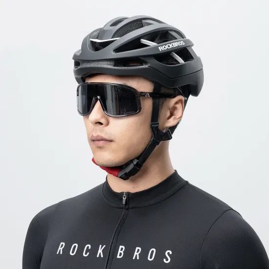 Rockbros HC-58BK-L Casco Ciclismo, 58–61 cm, nero-grigio