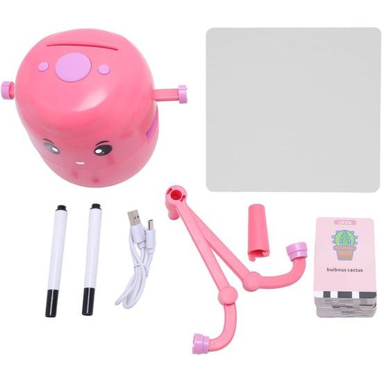 Έξυπνο διαδραστικό ρομπότ ζωγραφικής για παιδιά – εκπαιδευτικό παιχνίδι με 100 κάρτες, αυτόματη ζωγραφική και υποβοηθούμενη μάθηση, ροζ