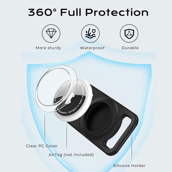 Techsuit BuddyGuard (DG1) Halsband Houder voor Apple AirTag - Zwart