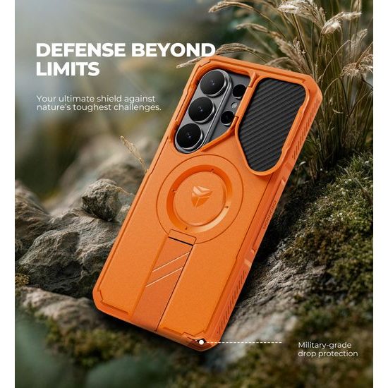 Dexnor MagSafe 360 Kickstand Hoesje - Samsung Galaxy S26 Ultra - met Camera Cover & Standaard - Schokbestendig - Oranje