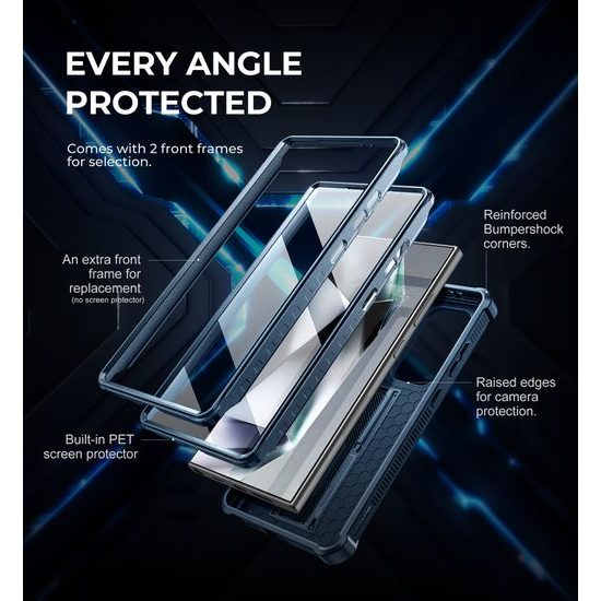 Dexnor 360 Kickstand Camprotector Θήκη Samsung Galaxy S24 Ultra, Μπλε