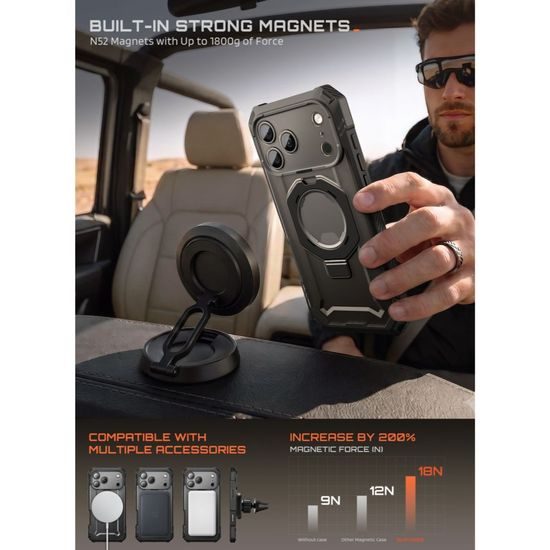 Supcase Grip Pro Mag MagSafe, iPhone 17 Pro / 18 Pro, černý