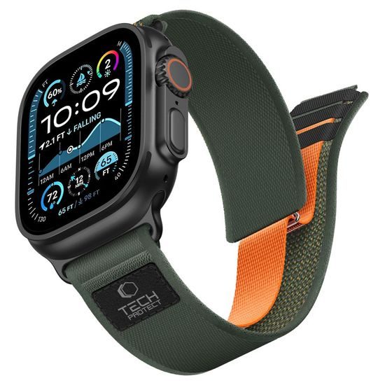 Tech-Protect Nylon Elite Apple Watch 8 / 9 / 10 / 11 / 12 / SE / Ultra (44 / 45 / 46 / 49) mm, zeleno-oranžový