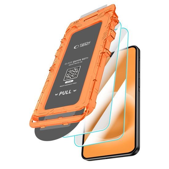Samsung Galaxy A18 4G / 5G aizsargstikls – Tech-Protect Quick Set+ rūdītā stikla komplekts 2 gab. ar uzstādīšanas rāmi – caurspīdīgs