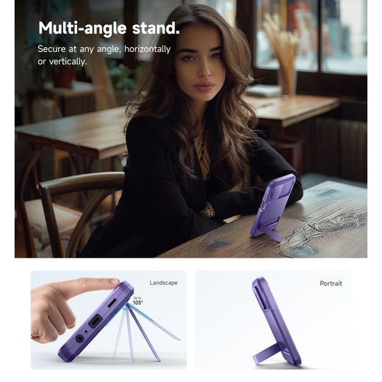 Suritch 360 Kickstand Camprotector etui za Samsung Galaxy A15, vijoličen