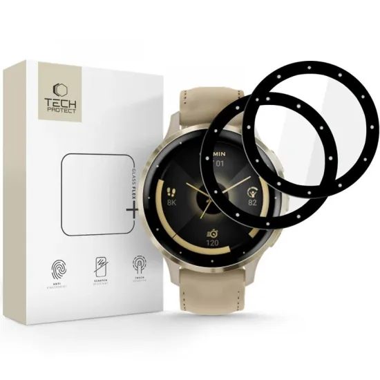 Tech-Protect Glass Flex+, Garmin Venu 3S, μαύρο, 2 τεμάχια