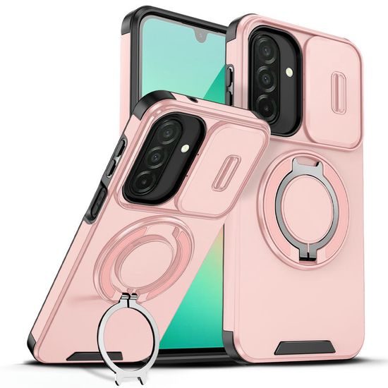 Camslide Stand Schutzhülle für Samsung Galaxy A27 - Integrierter Metallständer - Schiebbare Kameraabdeckung - Rosa