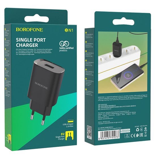 Borofone punjač BN1 Innovative - USB - Lightning, 2,1A, crna