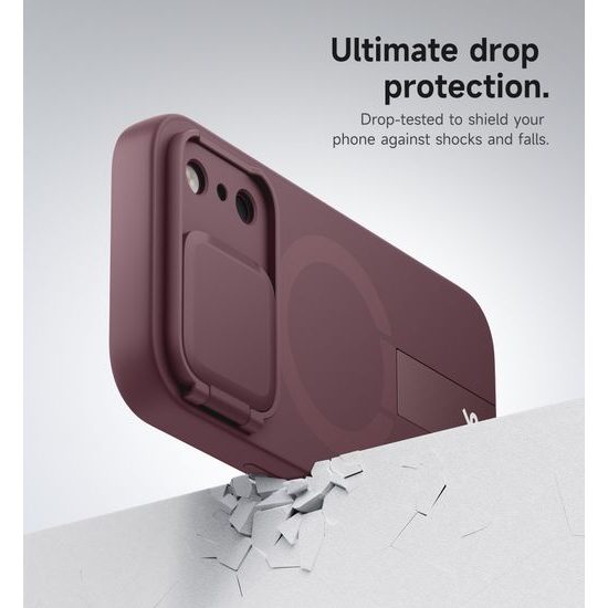 Husă Suritch MagSafe cu Suport și Protecție Cameră iPhone 17 Pro Max / 18 Pro Max, vișinie