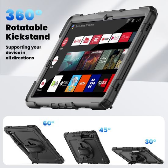JP Solid360 Θήκη Tablet, Samsung Tab S9+ Plus 12.4" (X810 / X816B), S9 FE+ Plus 12.4" (X610 / X616B), S10+ Plus 12.4" (X810 / X816B / X826B), Μαύρο