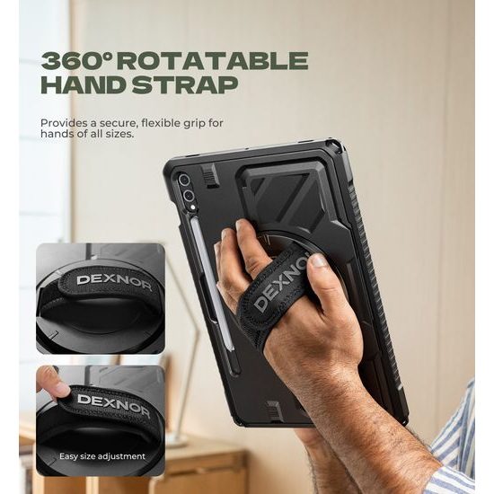 Dexnor 360 Περιστρεφόμενη θήκη, Samsung Galaxy Tab S10 Plus / S9 Plus, μαύρη