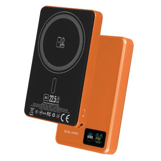 Blavec BJ-03 Slim 3u1 MagSafe powerbank USB-C, 10000mAh, 22,5W, narančasta