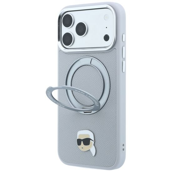 Karl Lagerfeld Leather Ring Stand 360 K Pin MagSafe ümbris iPhone 17 Pro Max / 18 Pro Max – hall
