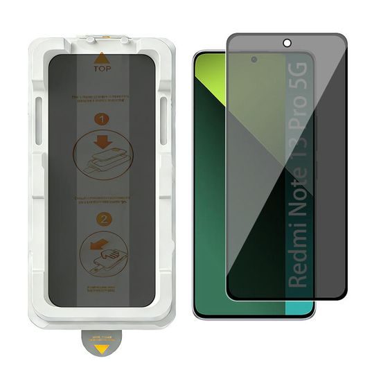 Wency Magic Box Privacy 5D Σκληρυμένο Γυαλί με Εύκολη Εφαρμογή, Xiaomi Redmi Note 13 Pro 5G, μαύρο