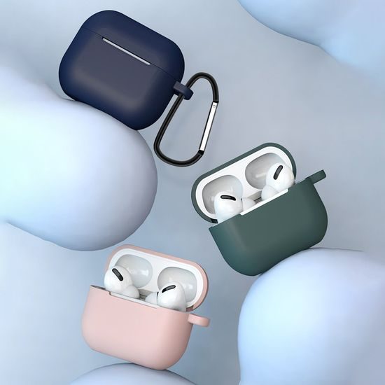 Měkké silikonové pouzdro na sluchátka Apple AirPods 3 s klipem, růžové (pouzdro D)