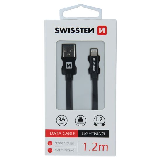 Dátový kábel Swissten USB / Lightning, 1,2m čierny