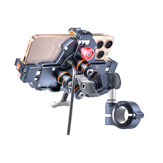 LanParte UBA-MC Motorrad Handyhalterung mit 15W kabellosem Laden - Smartphone Halterung mit Vibrationsdämpfung