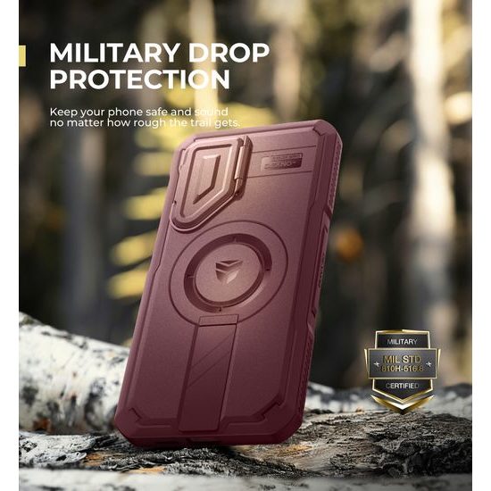 Dexnor MagSafe 360 Kickstand Camprotector borító Samsung Galaxy S25 Plus, bordó