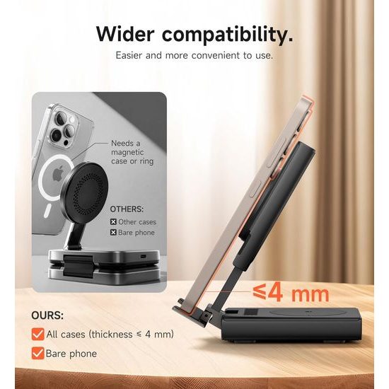 Suritch 3σε1 αναδιπλούμενος ασύρματος σταθμός φόρτισης για συσκευές Samsung, μαύρος